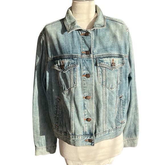 URBAN OUTFITTERS BDG Embroidered Denim Trucker Jacket Womens Size Large - Picture 5 of 11